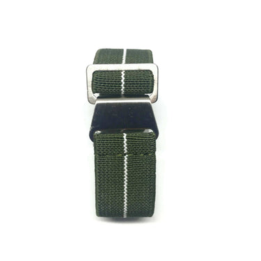 Marine Nationale Military Style Elastic Strap - Olive Green & White